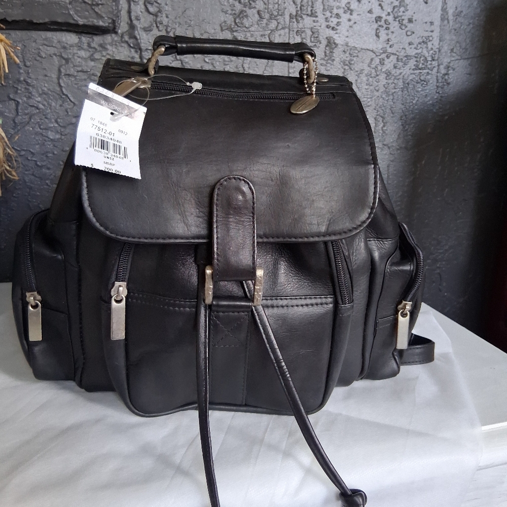 Wilson Leather / David King Boston Black Leather Backpack